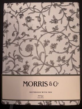 Morris & Co. Embroidered Cover Notebook with Pen & 200 lined page journal 6x8 in